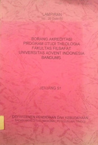 Borang Akreditasi program Studi Theologia Fakultas Filsafat  Universitas Advent Indonesia