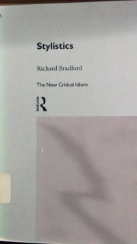 Stylistics The New Critical Idiom