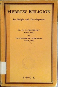 Hebrew Religion Its Origin and Development