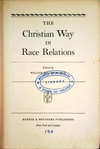 The Christian Way In Race Relations