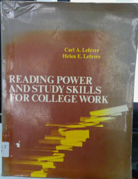 Reading Power And Study Skills For College Work